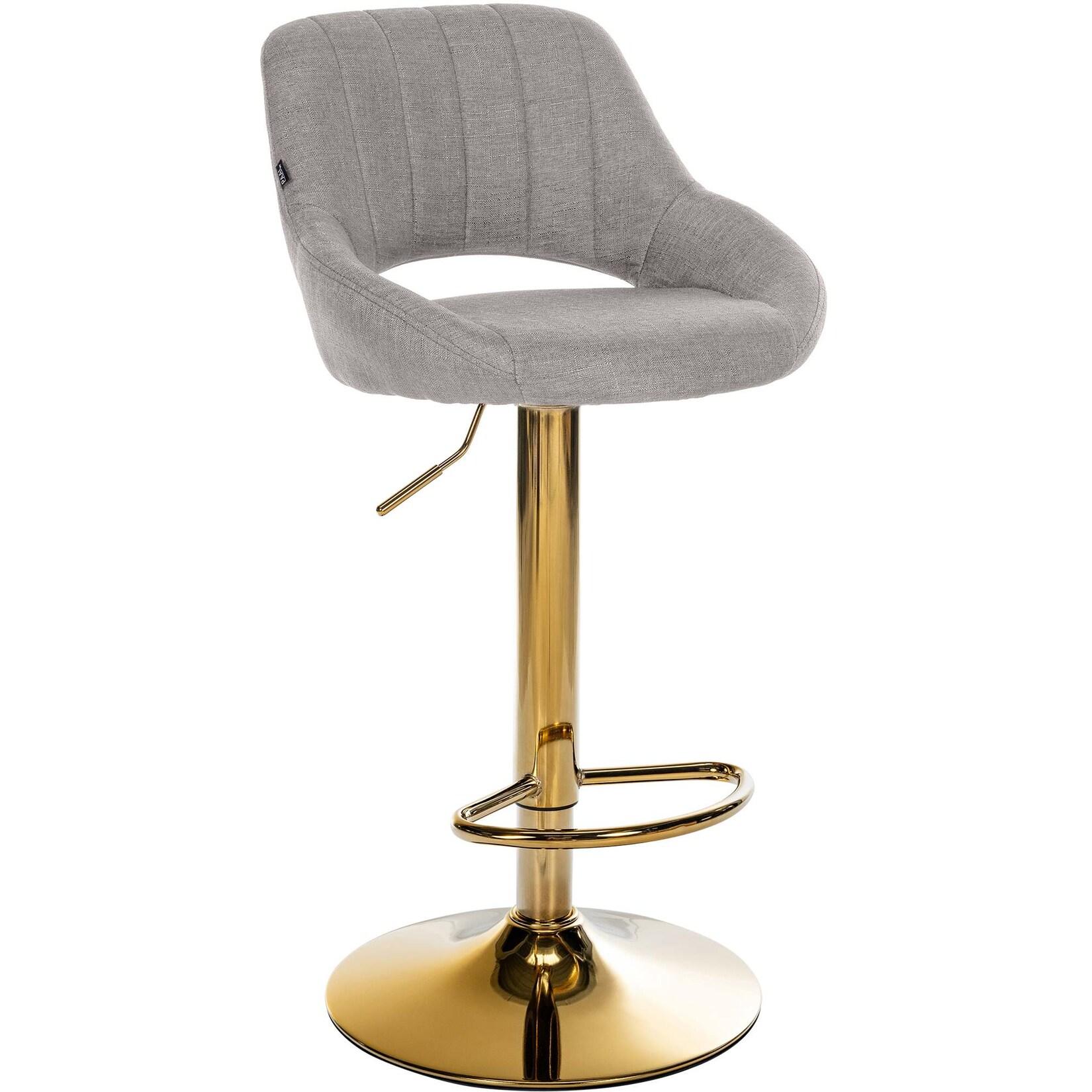 CLP Barhocker Milet Stoff gold - Farbe: grau, Gestellfarbe: gold