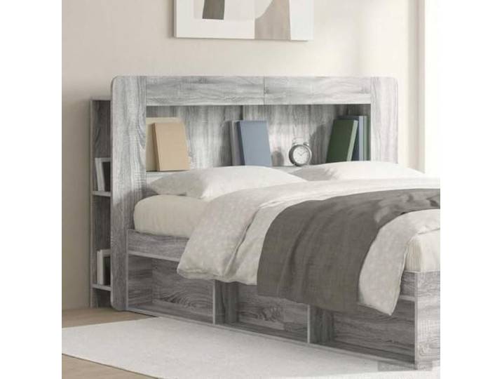 RJPLMFV Kopfteil Sonoma, Grau, Holz Regalaufbewahrung, modernes Design, Wandbefestigung inklusive, einfache Reinigung