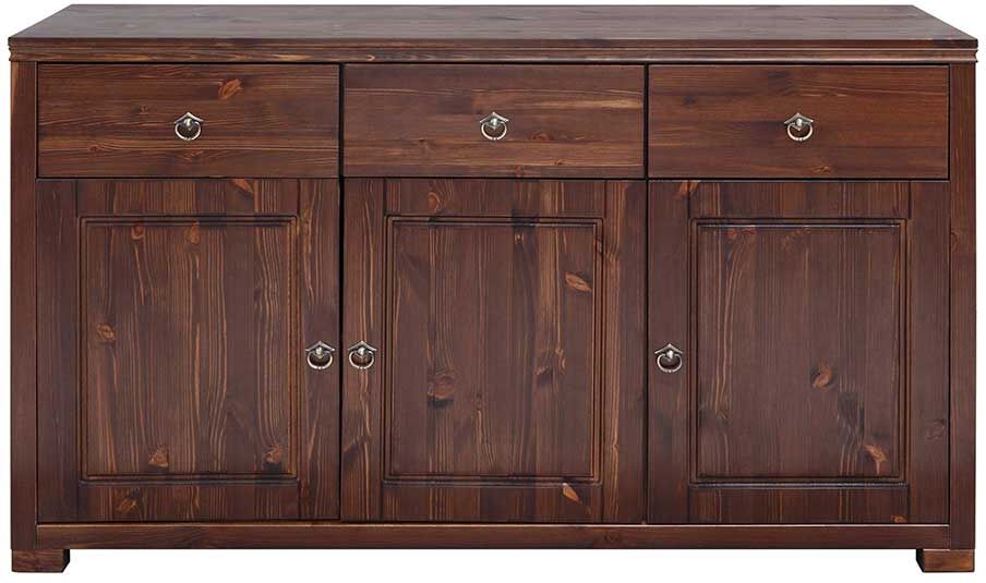 Pharao24.de Dunkelbraunes Sideboard aus Kiefer massiv lackiert Landhaus Design