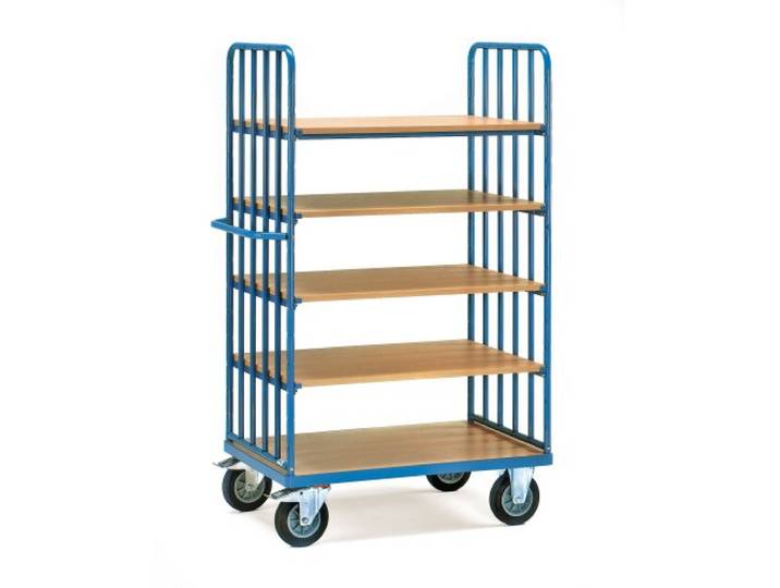 Fetra Transportgeräte mtpif352 F 503 Wagen mit Tablett, 2 Seitenteile mit Gitter Design, 5 Böden, 91 kg Gewicht, 1000 mm x 700 mm Plattform