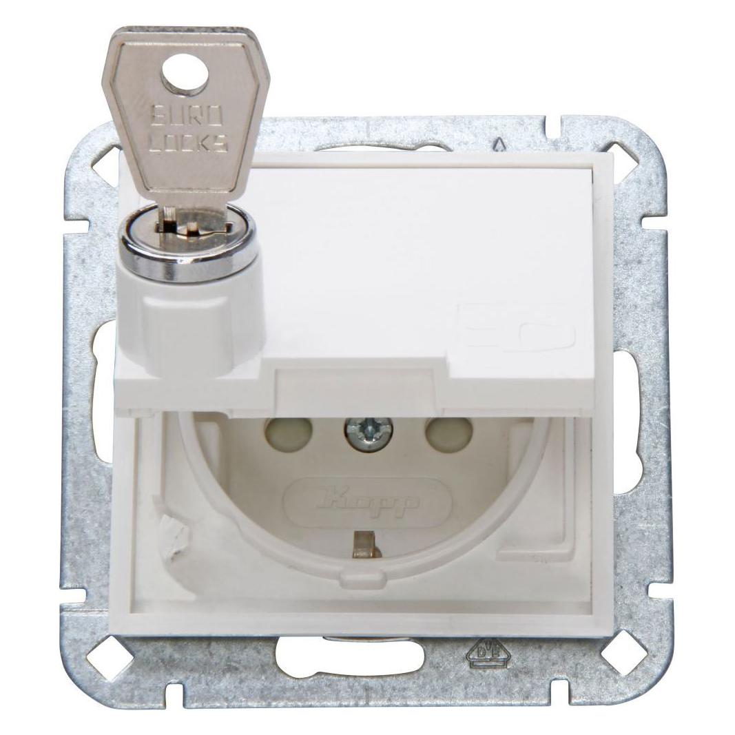 Kopp Einsatz Schutzkontakt-Steckdose abschliessbar, Schutzkontakt-Steckdose mit Klappdeckel HK 07 Re (951529001)