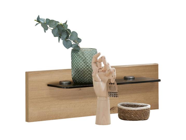 Dieter Knoll Nachtkommodenpaneel, Grau, Eiche Bianco, Glas, 40x20x12 cm, ISO 9001, Made in Germany, Schlafzimmer, Nachttische
