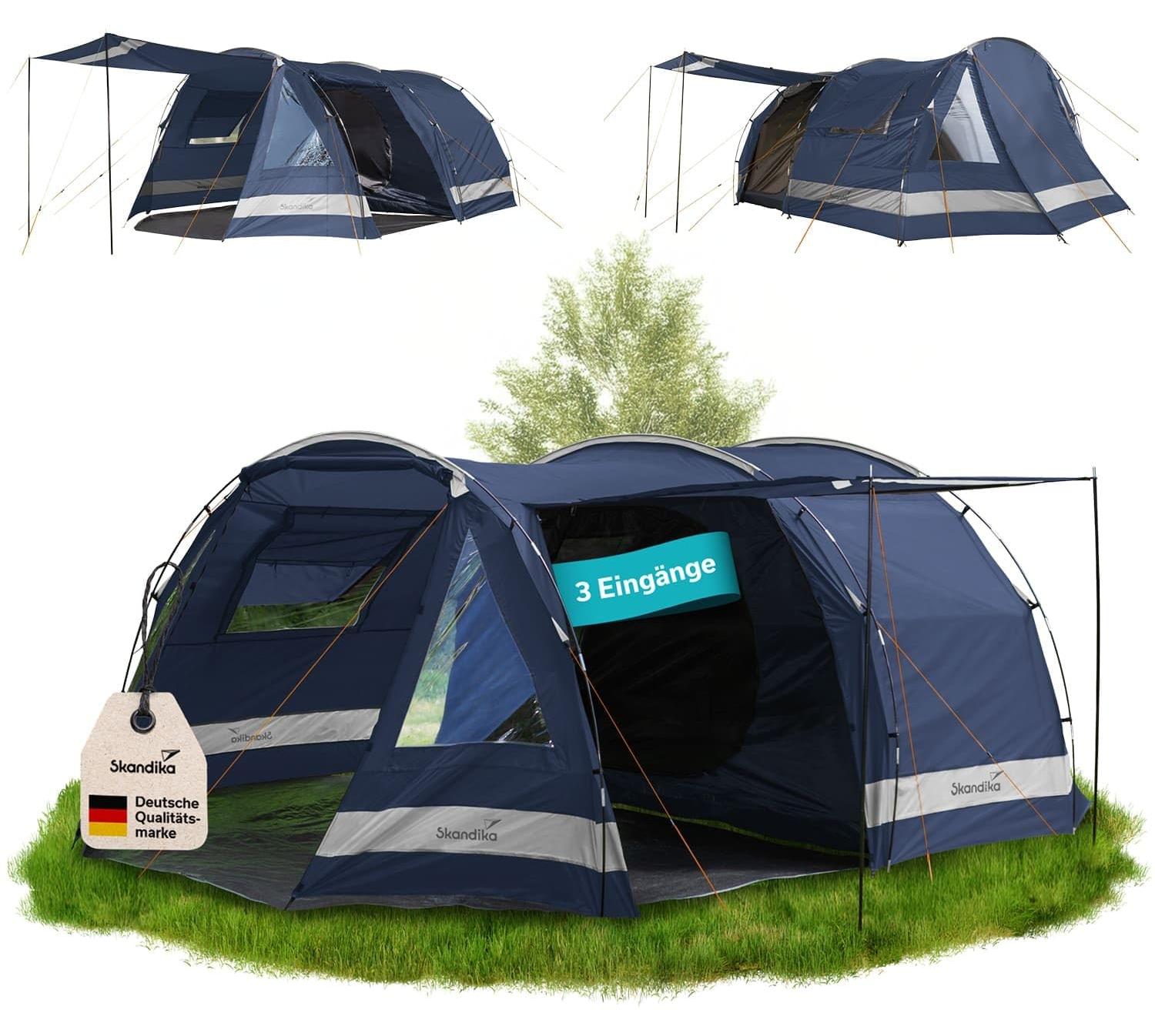 Familienzelt Campingzelt Tunnelzelt - 4 Personen - Verdunkelte Schlafkabine - Wasserdicht 3000 mm