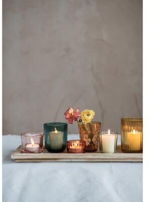 Storied Home Wood Tray with 9 Glass Votive Holders