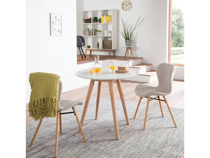 Esstisch rund Ø 80cm Weiß/Weiß