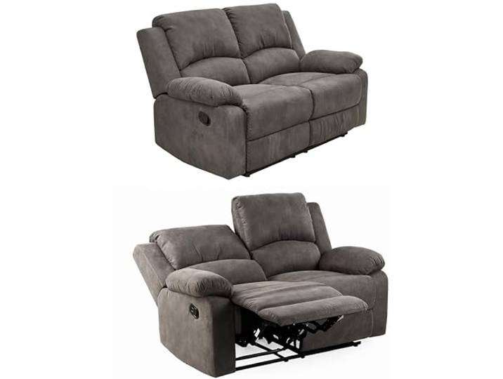 luma-Home 15130/ Zweisitzer-Sofa mit Tonnentaschenfederkern, Anthrazit