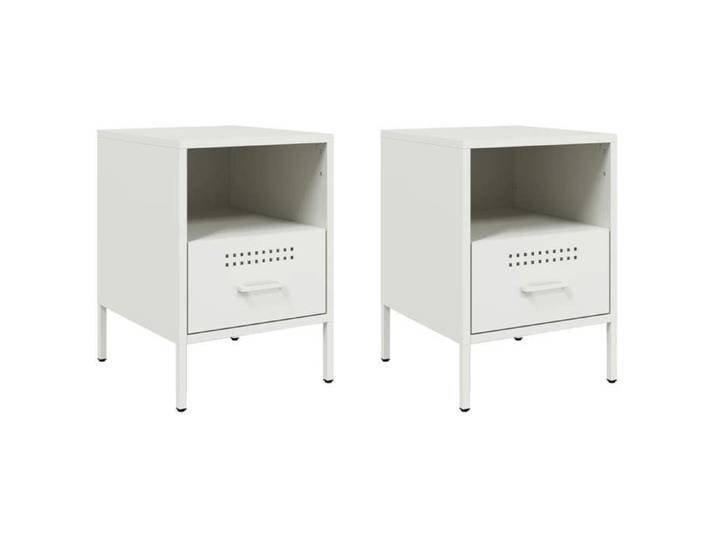 NOUVEAU Commode Chambre - Lot de 2 Tables de chevet - design classique - blanc - 36x39x50 5cm acier 72822
