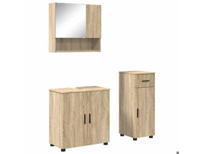 Bois Meuble de salle de bain moderne JILL Set Pour maison 3 pcs Chêne Sonoma contemporain BB85
