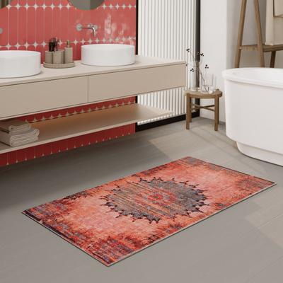 Badematte WECON HOME "Healing", rot, H:0,5mm, Polyester, Badematten, Badematte, Vintage, waschbar, rutschfest, schnell trocknend, robust, Badteppich