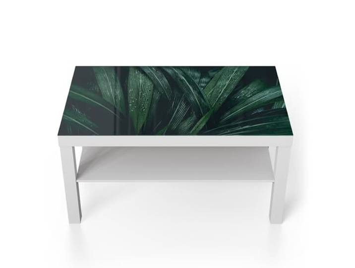 DEQORI Glastisch weiß groß 90x50 cm Motiv Tropisches Flüstern ausgefallener Beistelltisch aus Glas Hochglanz Couchtisch fürs Wohnzimmer moderner Couch Tisch mit Design