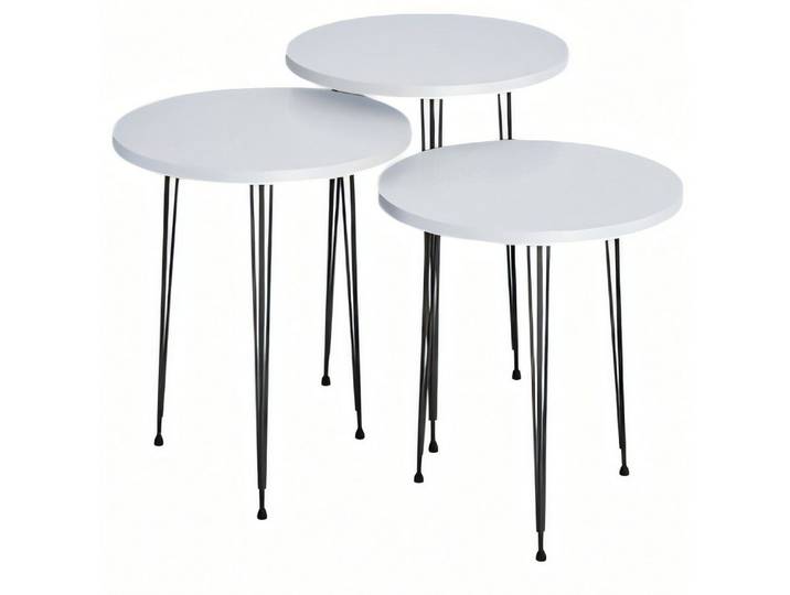 JVmoebel Couchtisch Moderner Couchtisch in Weiß aus Holz und Metall (Packung, Couchtisch, Couchtisch 2, Couchtisch 3), Made in Europe