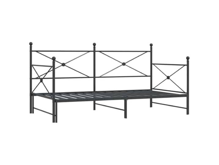 PUGYNBK Diwan mit Nest, ohne Matratze, Schwarz, 100 x 200 cm, Stahl 2-in-1-Schlafsofa, Lattenrost, stabile Struktur, untere Aufbewahrung, stabile Füße