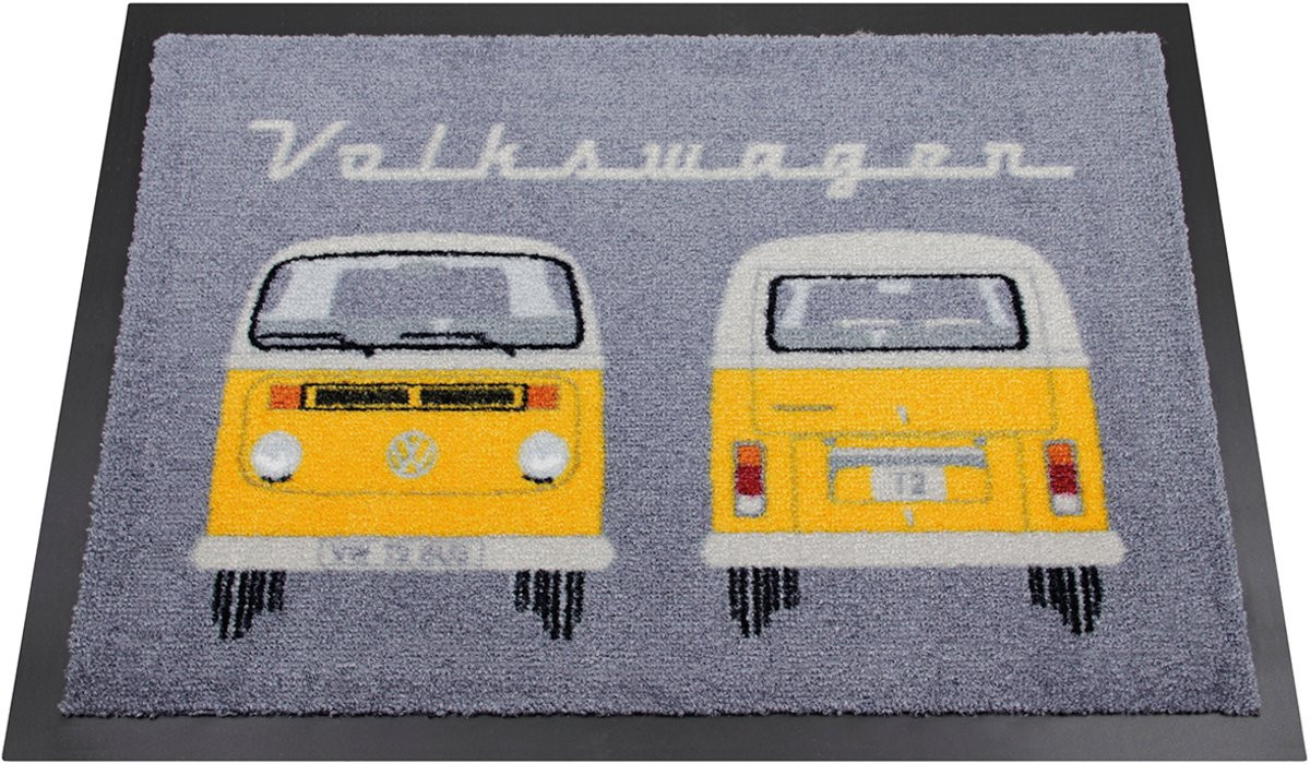 BRISA VW Collection Volkswagen voetmat en deurmat met VW T2 Bulli Bus en retro belettering