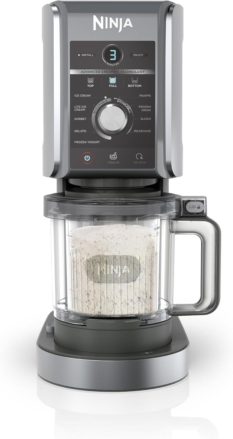 Eismaschine Speiseeismaschine Gelatomaschine - 10 Funktionen - 2 Becher à 706 ml - Silber
