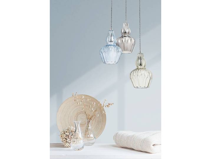 Suspension Eustoma Ø 16cm Bleu Verre coloré / Métal mixte E14
