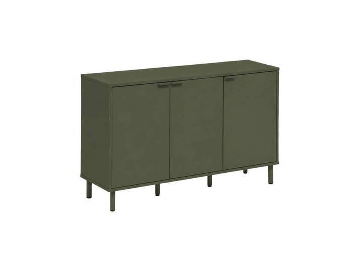 Buffet décor bois et métal 3 portes 120cm kaki - Ellie