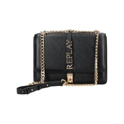 Umhängetasche REPLAY "Replay Taschen Lederimitat", Damen, Gr. onesize, schwarz (schwarz, gold), Lederimitat, Taschen Umhängetasche