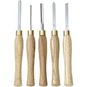 Proxxon Drechselsatz 27023, HSS-Drechselmeißelsatz, 5-teilig, HSS-Stahl, mit Holzkasten