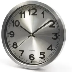 Uhr Metall Wanduhr Sekundenzeiger silber arabische Zahlen Quarz