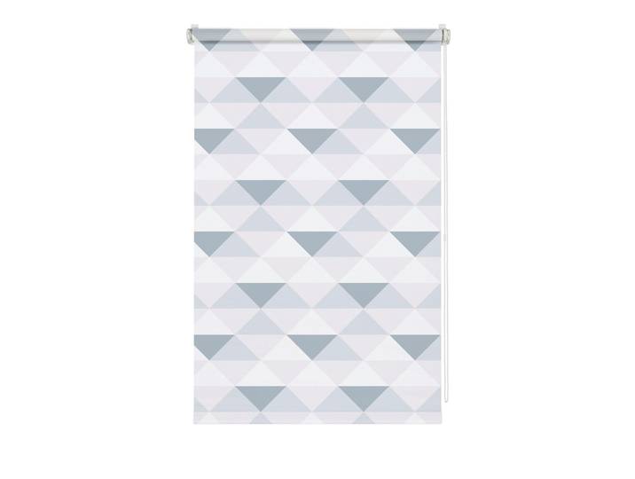 Seitenzugrollo GARDINIA Easyfix Rollo Triangle Gr. 2, grau (grau, weiß), B:120cm H:150cm, Polyester, Rollos, Seitenzugrollo, mit Triangle Motiv