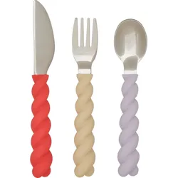 Mellow Kinderbesteck, warme Farben, 3-teilig