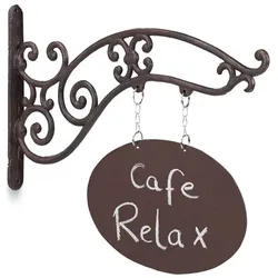 Relaxdays 2 x Ladenschild zum Beschriften Braun,Silber