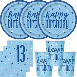 13. Geburtstag Partyset Einweggeschirr hellblau blau 48 tlg. Partygeschirr Teller Becher Servietten