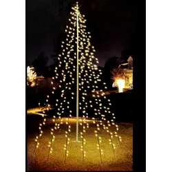 LED Lichterkette für Fahnenmast 120 LEDs Fahnenmastlichterkette 2m Baum Beleuchtung Kegel Fahnenmast Gartenbeleuchtung Fahnenstange
