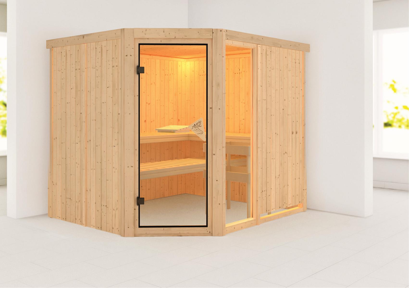 KARIBUHOLZT Sauna Fiona 3 Eck, o. Zub. bronz.GGT 08288464