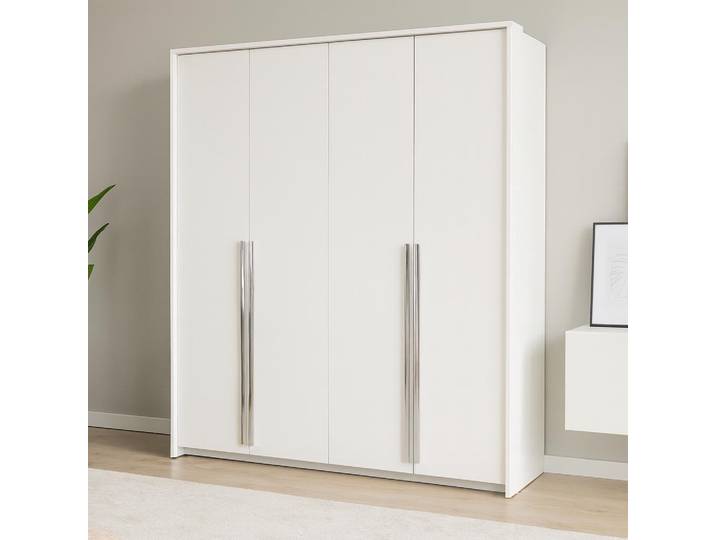 BEAUTYSOFA Drehtürenschrank GIANA 210 cm Moderne Garderobenschrank mit 4 Türen, Weiß
