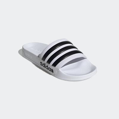 Badesandale ADIDAS SPORTSWEAR "SHOWER ADILETTE", Damen, Gr. 48,5, schwarz-weiß (cloud weiß, core schwarz, cloud weiß), Synthetik, Schuhe, Badelatschen