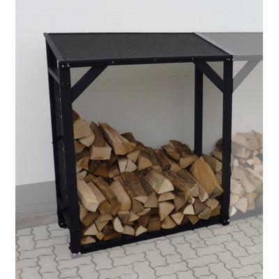 Kaminholzregal-Erweiterung PROMADINO "Speyer", grau (anthrazit), B:118,5cm H:148cm T:68cm, Holzwerkstoff, Kaminholzlager