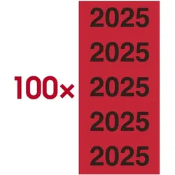 OTTO Office 100er-Pack Selbstklebende Inhaltsschilder »Jahreszahlen 2025« rot, 8 cm