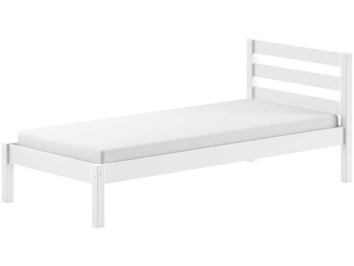 Massivholzbett VIPACK Pino, universell einsetzbar, gradliniges Design, Made in Europe , weiss (kiefer weiß, kiefer weiß, kiefer weiß), B:97,6cm H:84,4cm L:211cm, Betten, Massivholzbett, Kiefer massiv, wahlweise in Natur oder Weiss lackiert erhältlich