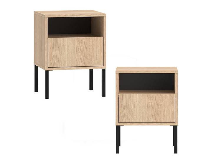 Lomadox Schlafzimmer-Set BANSIN-131, (Spar-Set, 2-tlg., Nachtschrank), 2er-Set in Eiche, griffloses Design, 1 Schublade, modern