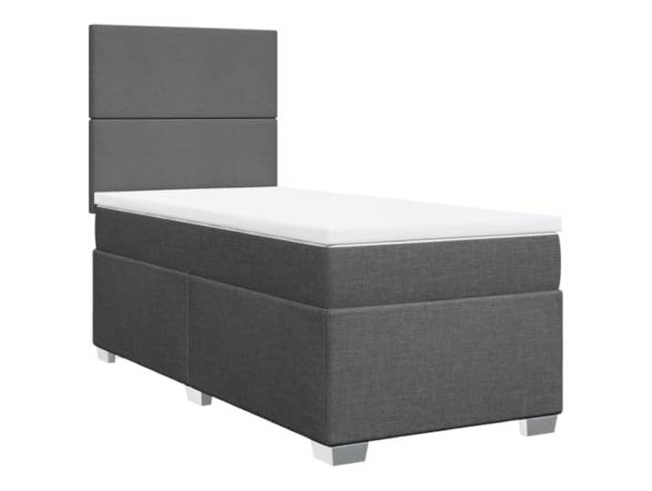 PUGYNBK Boxspringbett, 100 x 200 cm, Dunkelgrau Verstellbares Kopfteil, Taschenfedern, waschbarer Matratzenschoner, Latten