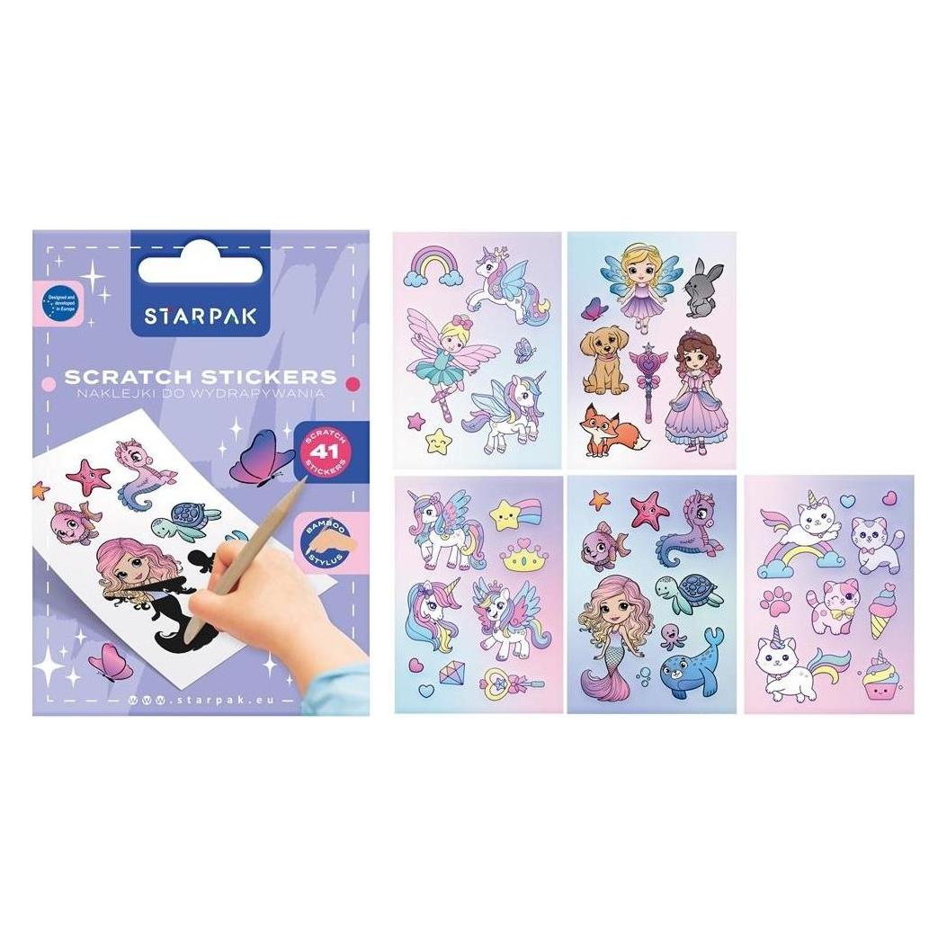 Starpak Kratzaufkleber für Mädchen (41 Sticker) (47729724)