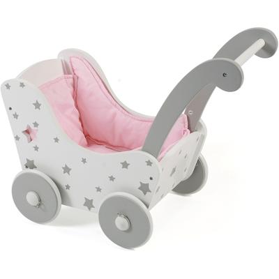 Puppenwagen CHIC2000 "aus Holz", grau (stars grau), Puppenwagen, KinderB:31cm H:45cm T:55cm, Mitteldichte Faserplatte (MDF), B:31cm H:45cm T:55cm