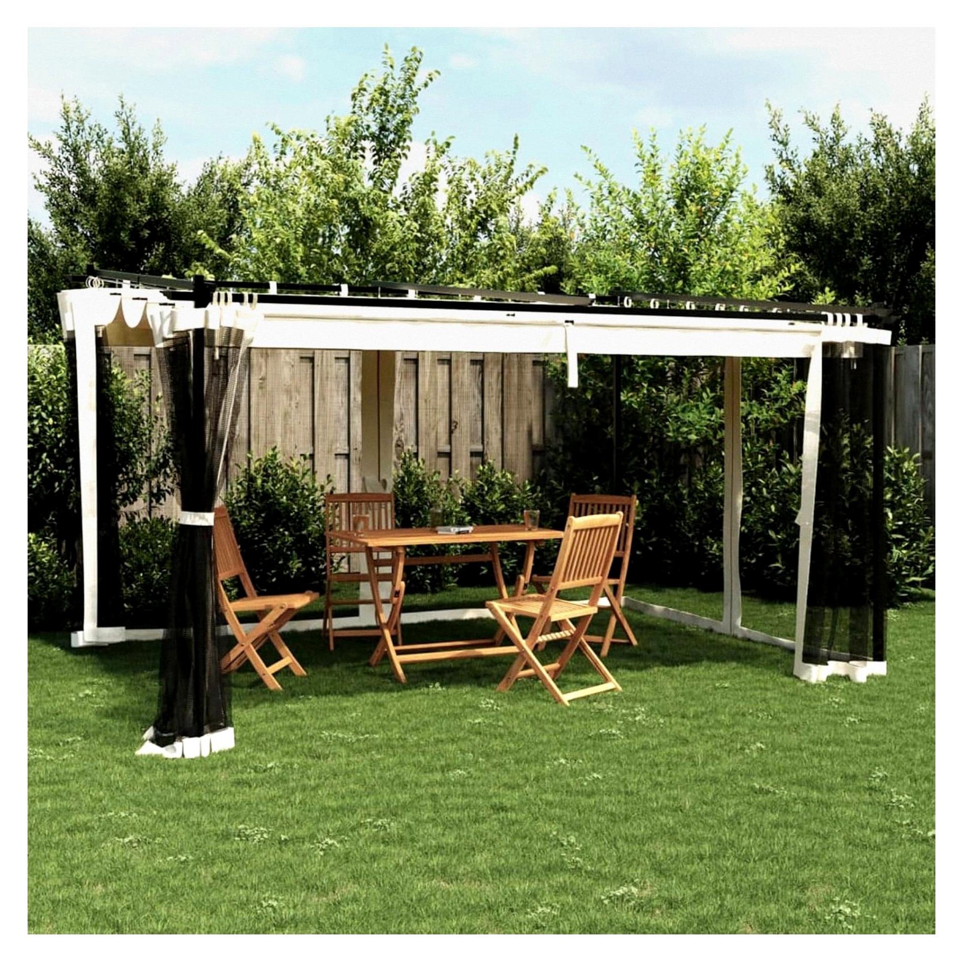 Pavillon 4 x 3 m wasserdicht, stabil und winterfest, Gartenpavillon mit Sonnenschutz, Aluminium-Pavillon mit Vorhängen, Creme