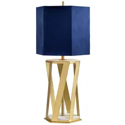 Elstead Lighting, Tischlampe, Apollo Tischleuchte E27 Gebürstetes Messing Blau (E27)