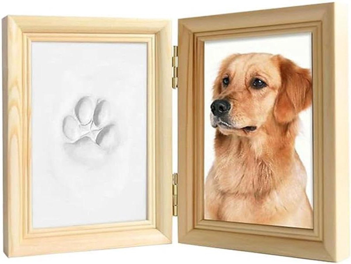 Fotolijst Huisdier Herinneringsframe met Klei voor Pootafdruk - Houtkleur - 33 x 175 cm