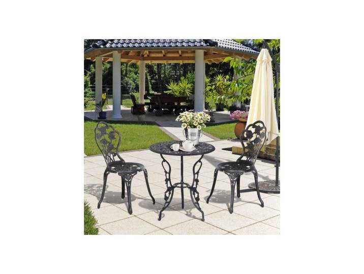 Mobilier jardin 2p salon terrasse/balcon chaise bronze ensemble résistant aux intempéries