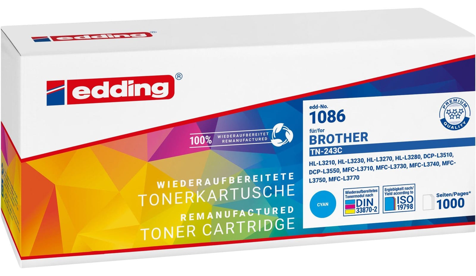 Edding Toner 18-1086 compatibel met Brother TN-243C Cyan