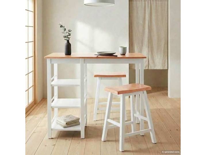 Neuf& 3720 Mobilier de cuisine - - Mode Ensemble de bar 3 pcs MDF Blanc 32.2 kg