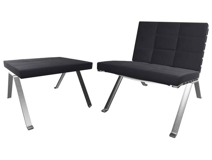 Sessel + Hocker 1600 Girsberger / Farbe: Schwarz / Bezugsmaterial: Leder