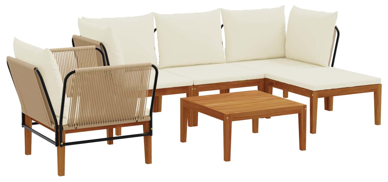 vidaXL 6 stk. Massives Akazienholz & Seil Natur