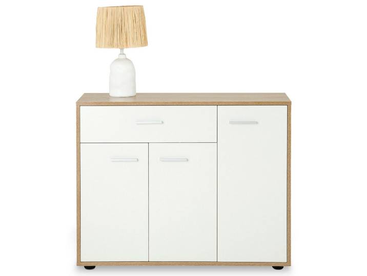 CARO-Möbel Kommode Estelle Sonoma Eiche/weiß, Sonoma Eiche, Weiß, Mode, 88x70x30 cm, Kleinmöbel, Kommoden, Kommoden
