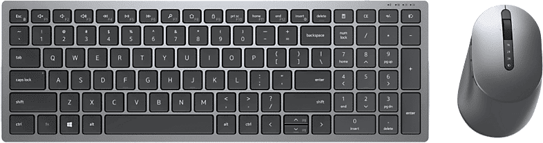 Pack Teclado + Ratón - Dell KM7120W, Inalámbrico, Pilas AA, Bluetooth, 36 meses Autonomía, Gris titanio