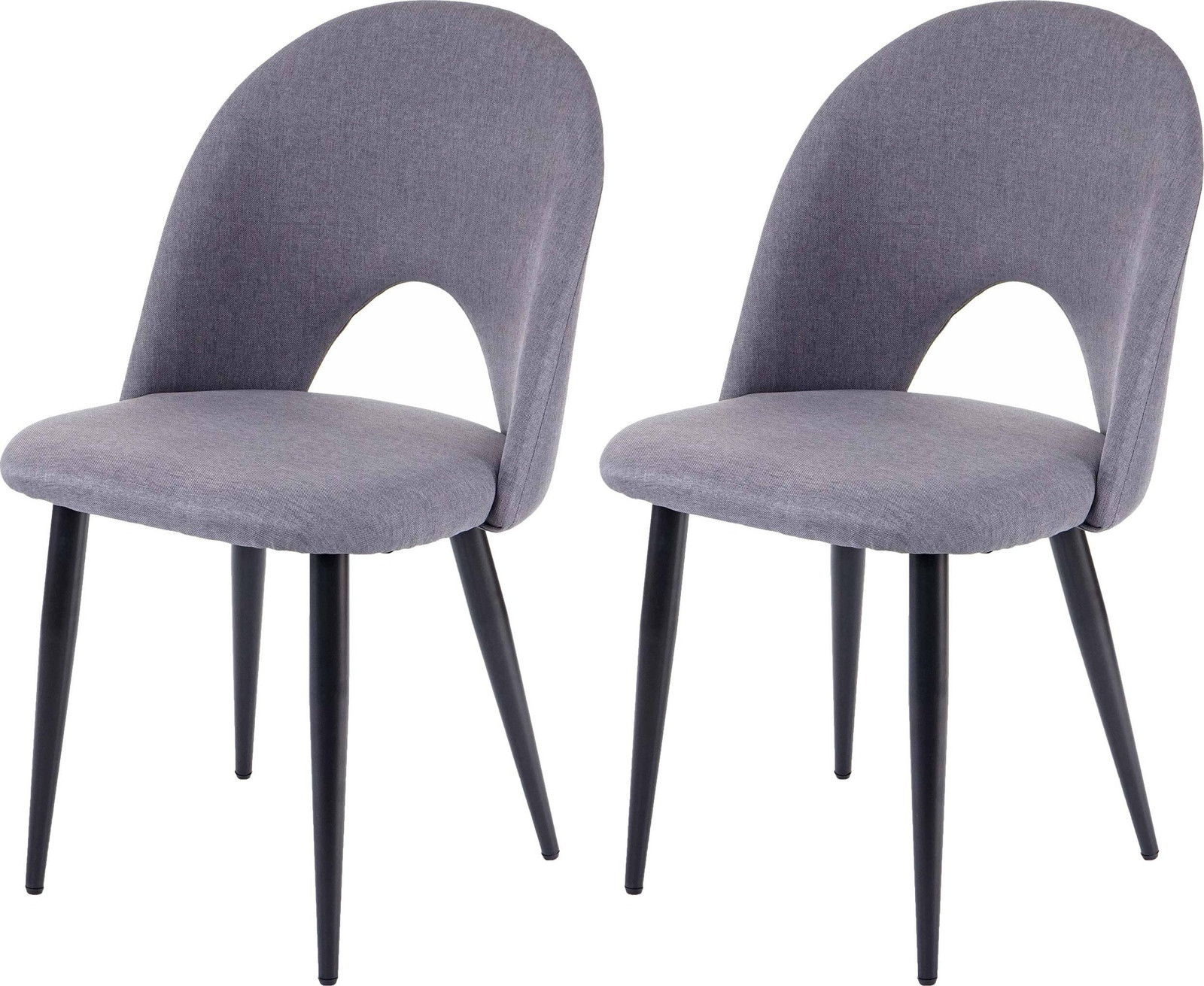 Mendler Set van 2 eetkamerstoelen HWC-D73, stof/textiel, donkergrijs