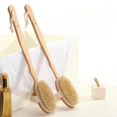 Inspire Select Natural Bristle Back Scrubber With Long Wooden Handle Detachable Dry Brushing Body Brush For Exfoliating & Massage handle Brush 2 Pcs